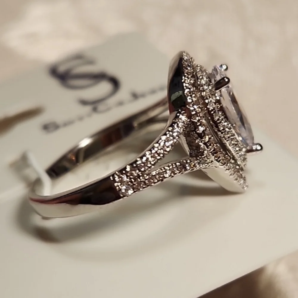 Savvy Cie Jewels Rhodium-Plated Teardrop Ring, Size 7 - Picture 11 of 14